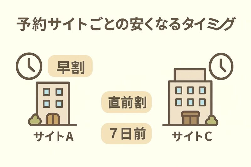 予約サイトごとの安くなるタイミングと違い