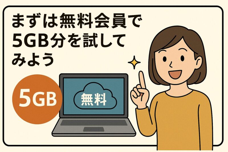 まずは無料会員で5GB分を試してみよう